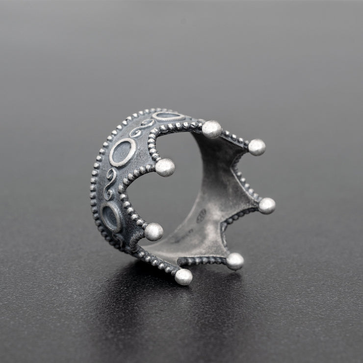 Handmade 925 sterling silver 'Crown' ring for men Emmanuela - handcrafted for you