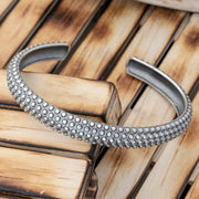 925 silver chunky cuff bracelet for men with rugged finish | Emmanuela®
