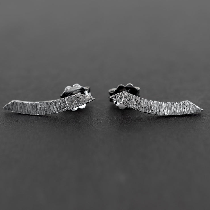 Handmade 925 sterling silver Curved bar earrings for men Emmanuela - handcrafted for you