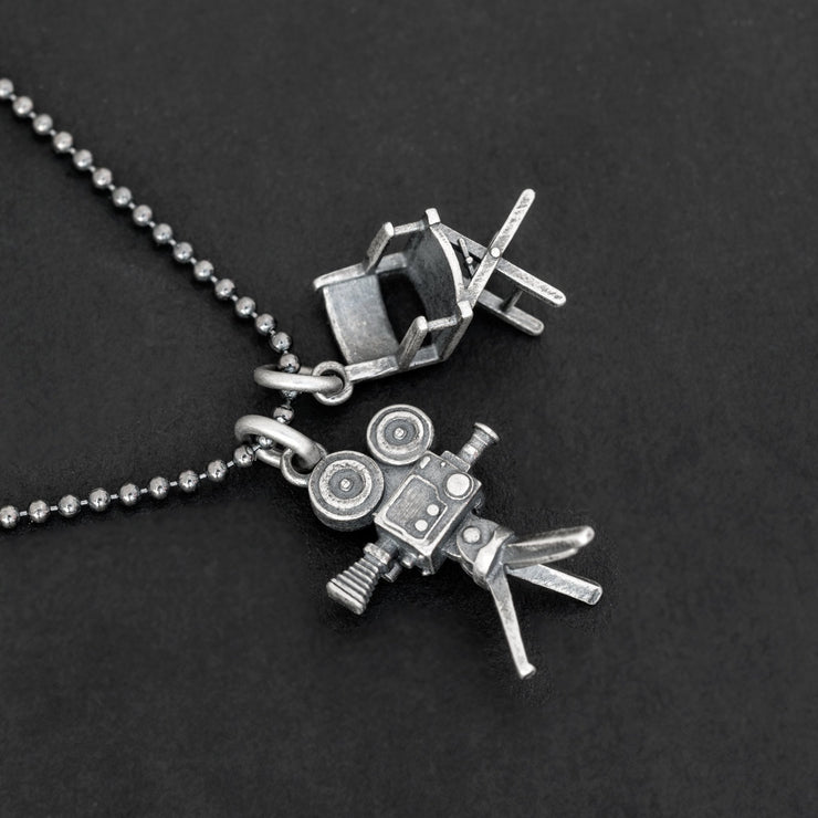 Handmade 925 sterling silver 'Director's chair & camera' necklace Emmanuela - handcrafted for you