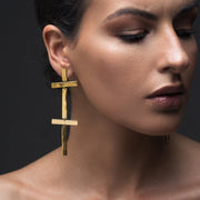 Long & big sterling silver cross earrings, statement chic | Emmanuela®