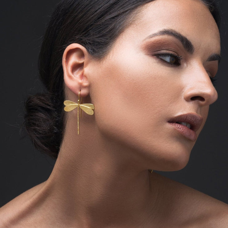 Sterling silver dragonfly earrings, cute insect jewelry | Emmanuela®