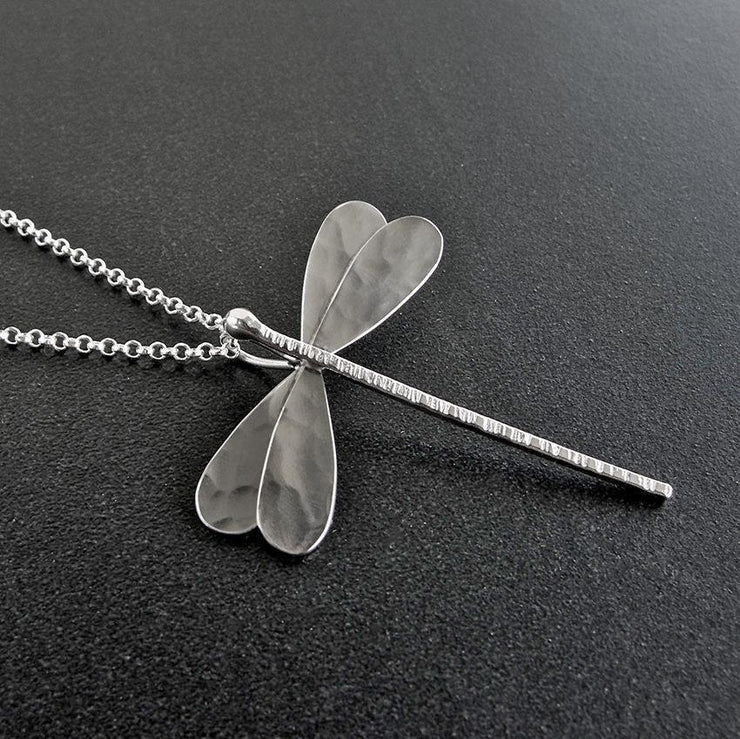 Sterling silver dragonfly necklace pendant, insect jewelry | Emmanuela®