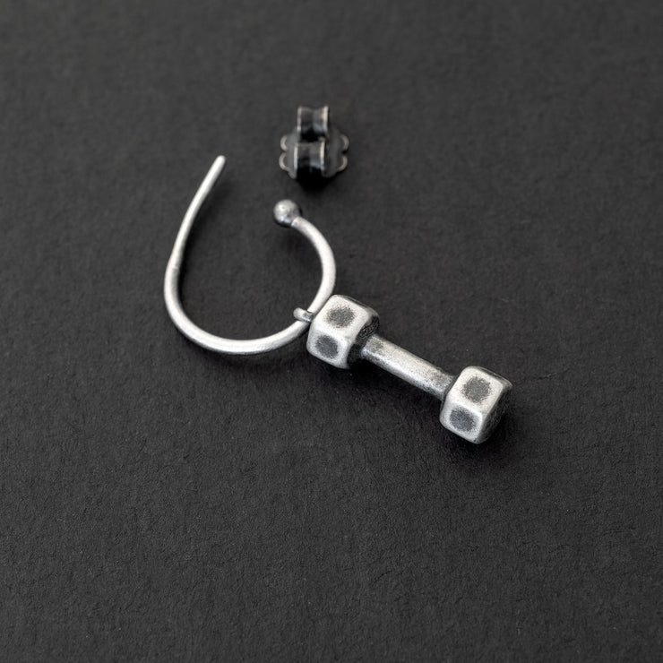Handmade 925 sterling silver 'Dumbell' earring for men Emmanuela - handcrafted for you