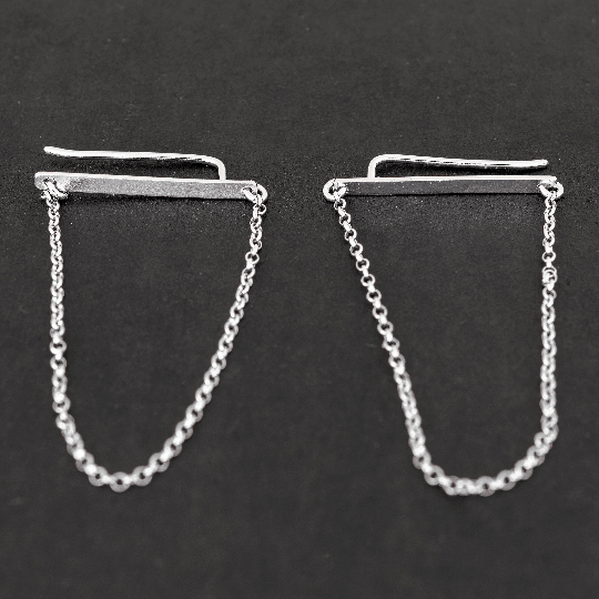 Handmade 925 sterling silver Ear climbers with chains Emmanuela - handcrafted for you