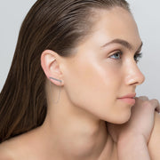 Sterling silver ear climber earrings with chains | Emmanuela® jewelry