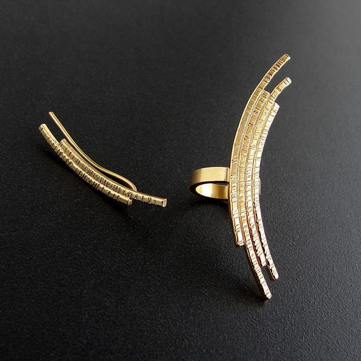 Sterling silver mismathced ear cuff & pin earring climber  | Emmanuela®
