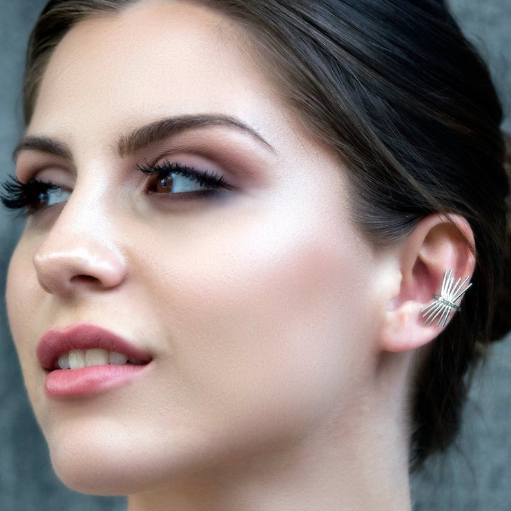 Sterling silver ear cuff earring with spikes, no piercing | Emmanuela®