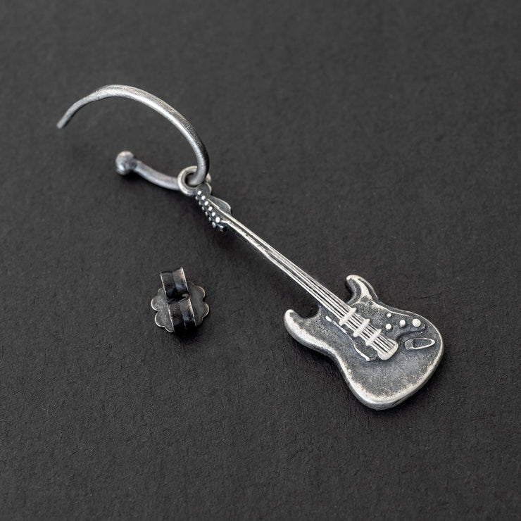 Handmade 925 sterling silver 'Electric Guitar' earring for men Emmanuela - handcrafted for you