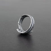 Handmade 925 sterling silver 'Feather' ring for men Emmanuela - handcrafted for you