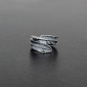 925 silver wrapping feather ring for men, boho jewelry | Emmanuela®