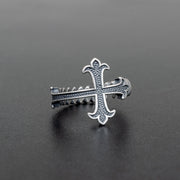 Handmade 925 sterling silver 'Fleur cross' ring Emmanuela - handcrafted for you