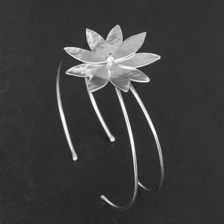 Handmade 925 sterling silver Flower cuff bracelet Emmanuela - handcrafted for you