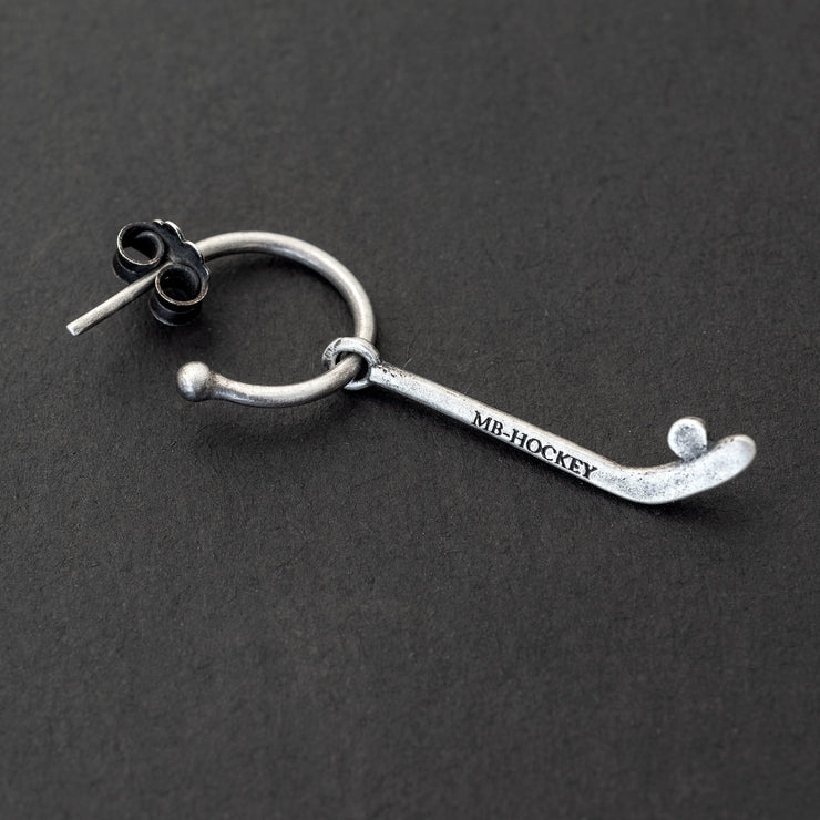 Handmade 925 sterling silver 'Hockey stick' earring for men Emmanuela - handcrafted for you