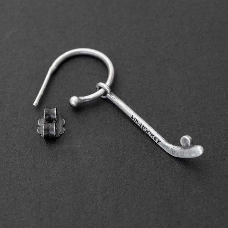 Handmade 925 sterling silver 'Hockey stick' earring for men Emmanuela - handcrafted for you