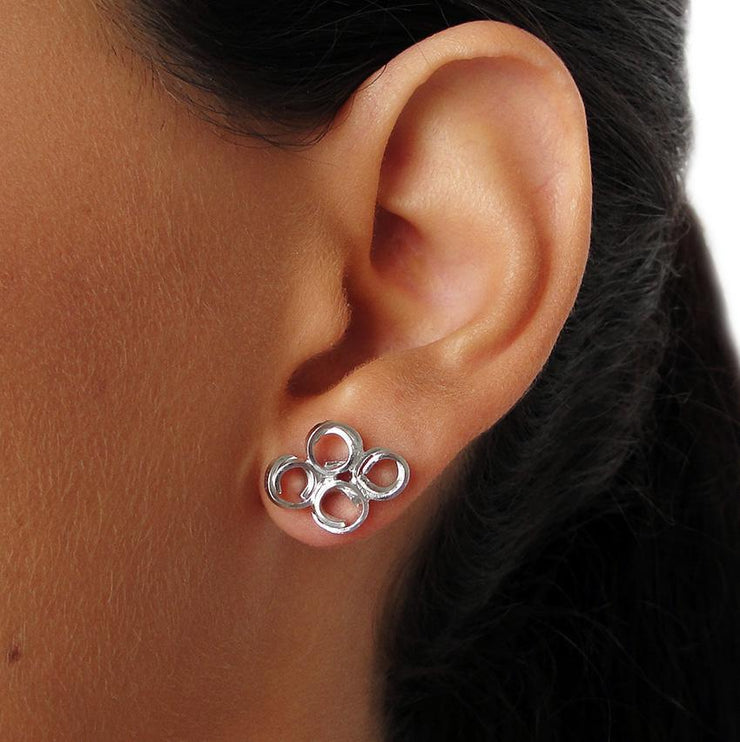 Minimalist sterling silver earring studs, unusual jewelry by Emmanuela