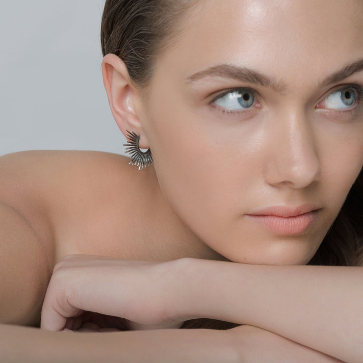 Hoop earrings with spikes, chic sterling silver jewelry | Emmanuela®