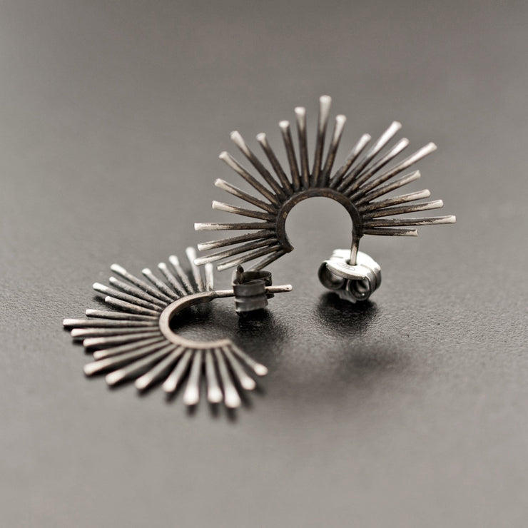 Handmade 925 sterling silver Hoop earrings with spikes Emmanuela - handcrafted for you