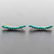 Turquoise sterling silver ear climbers with howlite stones | Emmanuela®