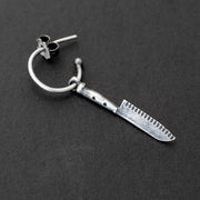 Handmade 925 sterling silver 'Knife' earring for men Emmanuela - handcrafted for you