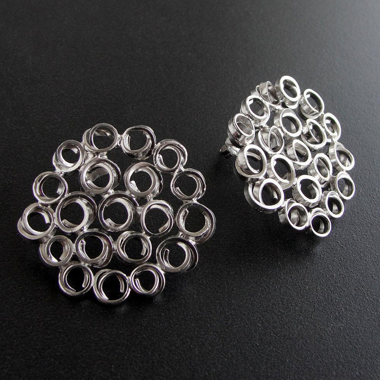 Handmade 925 sterling silver Large 'honeycomb' earrings Emmanuela - handcrafted for you