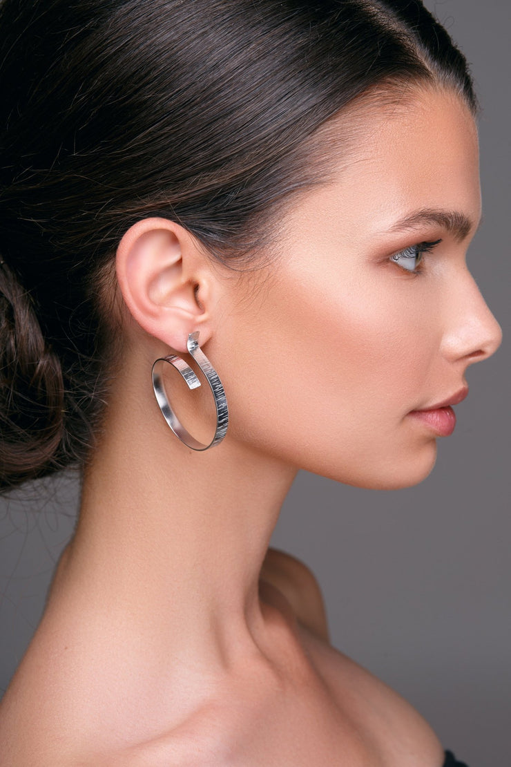 Large 925 sterling silver hoop earrings, unusual jewelry | Emmanuela®