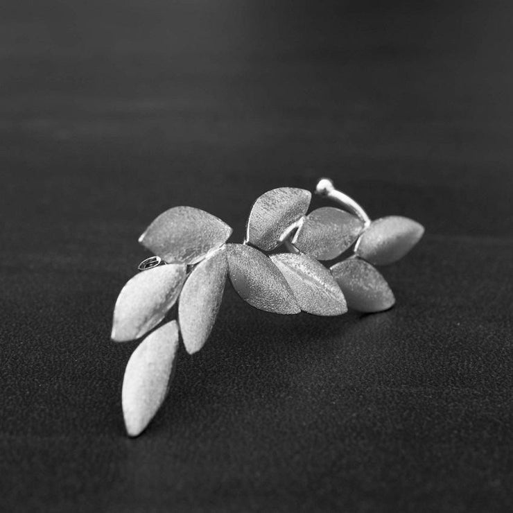 Handmade 925 sterling silver Large 'olive leaves' ear cuff Emmanuela - handcrafted for you