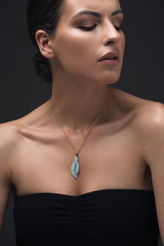 Handmade 925 sterling silver 'Leaf' necklace with amazonite Emmanuela - handcrafted for you