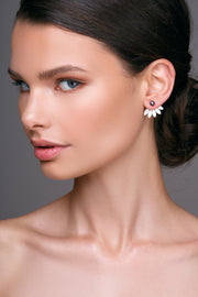 Handmade 925 sterling silver 'Leaves' ear jackets with pearls Emmanuela - handcrafted for you