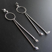 Handmade 925 sterling silver Long double bar earrings Emmanuela - handcrafted for you