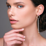 Long statement double bar earrings made of sterling silver | Emmanuela®