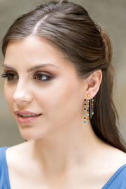 Handmade 925 sterling silver Long earrings with gemstones Emmanuela - handcrafted for you