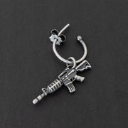 Handmade 925 sterling silver 'Machine gun' earring for men Emmanuela - handcrafted for you