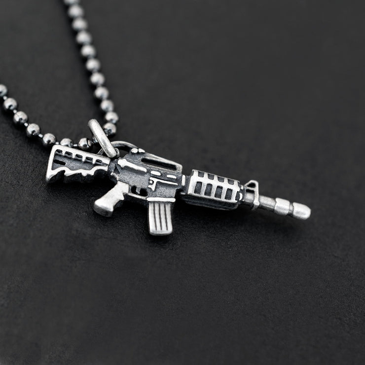 925 silver machine gun necklace for men, gift for teens | Emmanuela®