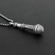 925 silver microphone necklace for men, music jewelry by Emmanuela®