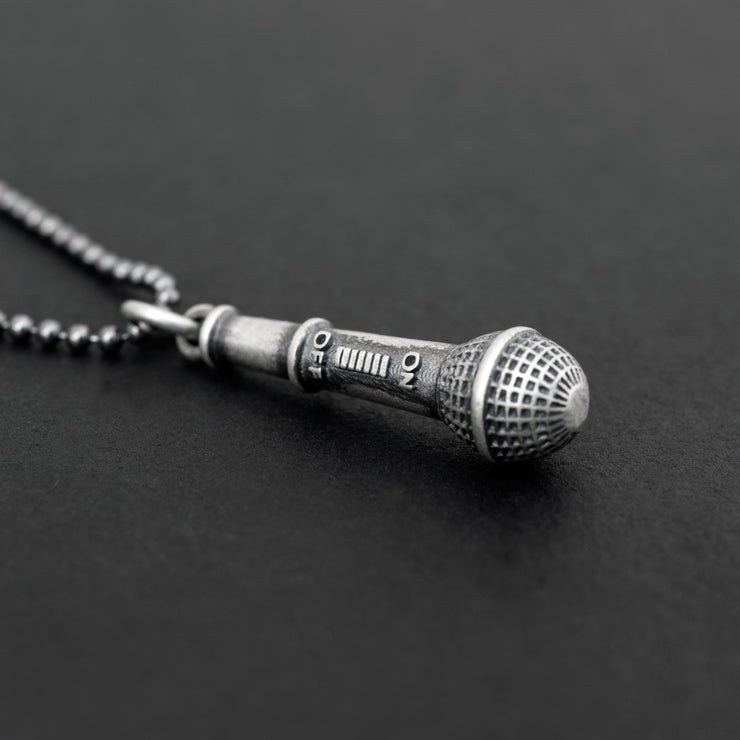 925 silver microphone necklace for men, music jewelry by Emmanuela®
