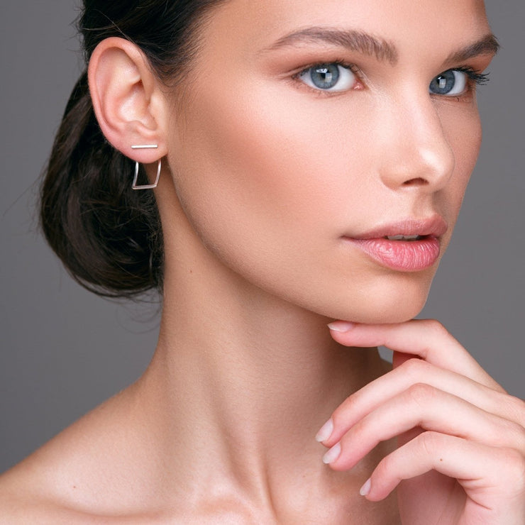 Sterling silver minimalist ear jacket earrings | Emmanuela® jewelry