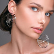 Big mismatched spiral earrings, sterling silver & pearls | Emmanuela®