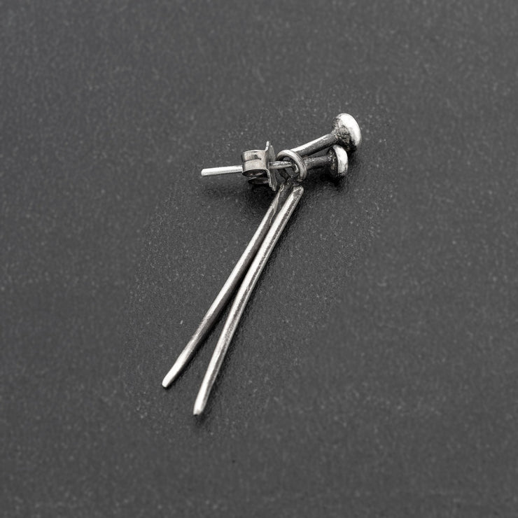 Handmade 925 sterling silver 'Nails' earring for men Emmanuela - handcrafted for you