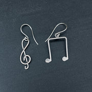 Handmade 925 sterling silver 'Note and treble clef' earrings Emmanuela - handcrafted for you