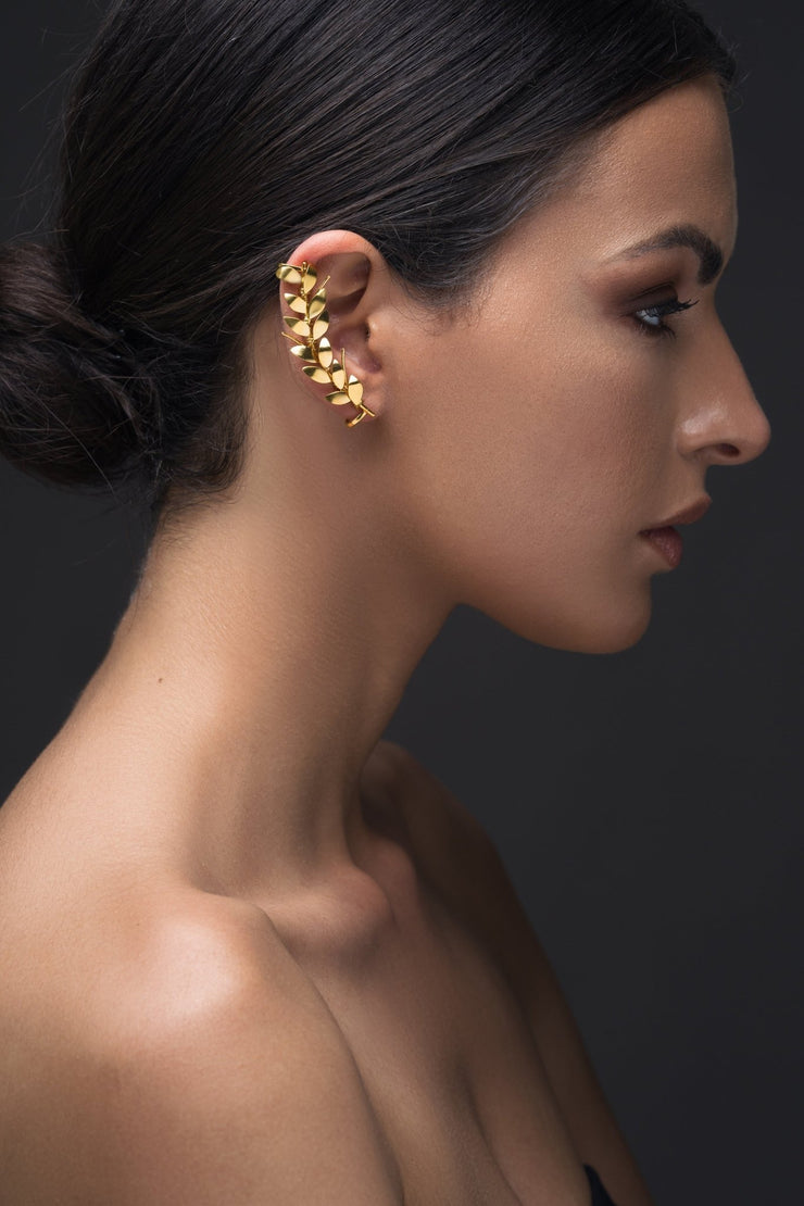 Greek style sterling silver olive leaves earcuff earrings | Emmanuela® –  Emmanuela - handcrafted for you®