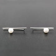 Handmade 925 sterling silver Pearl ear climbers Emmanuela - handcrafted for you
