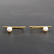 Handmade 925 sterling silver Pearl ear climbers Emmanuela - handcrafted for you