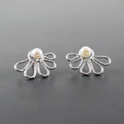 Handmade 925 sterling silver Pearl earring jackets Emmanuela - handcrafted for you