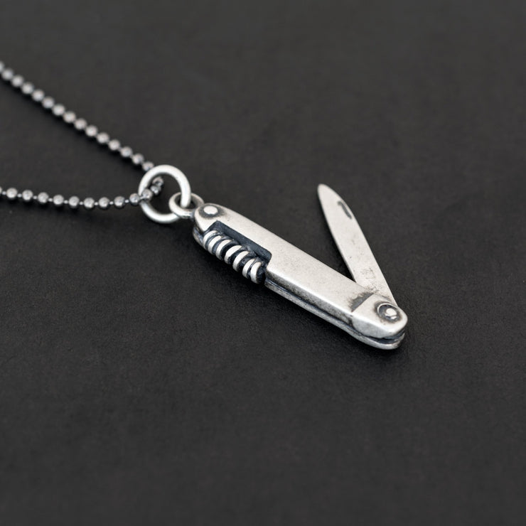 Sterling silver swiss knife necklace for men, jewelry gift | Emmanuela®