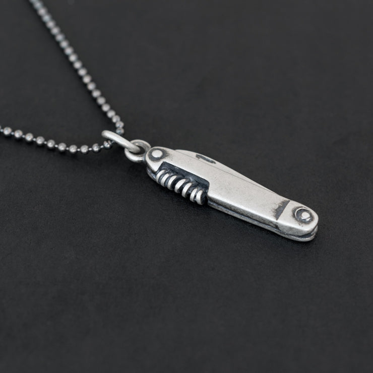 Handmade 925 sterling silver 'Pocket knife' necklace for men Emmanuela - handcrafted for you