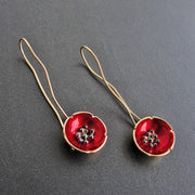 Handmade 925 sterling silver 'Poppy' flower earrings Emmanuela - handcrafted for you