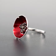 Handmade 925 sterling silver 'Poppy flower' ring Emmanuela - handcrafted for you