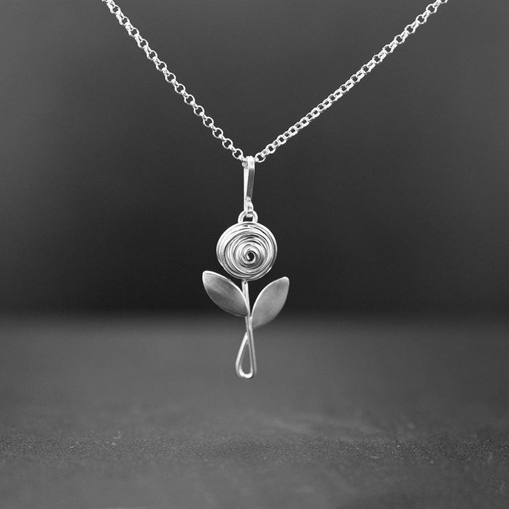 Sterling silver flower necklace pendant, floral jewelry | Emmanuela®