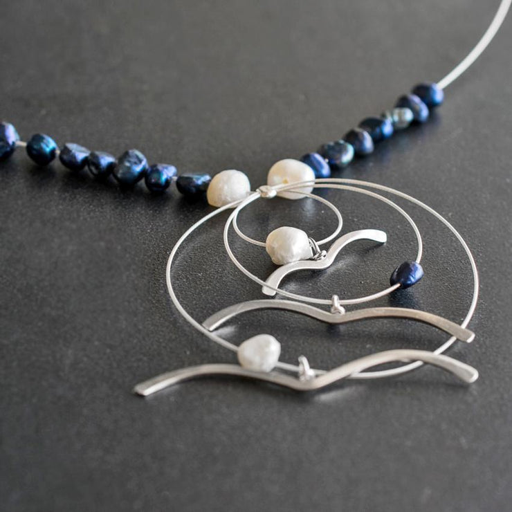 Handmade 925 sterling silver 'Seagulls' necklace Emmanuela - handcrafted for you